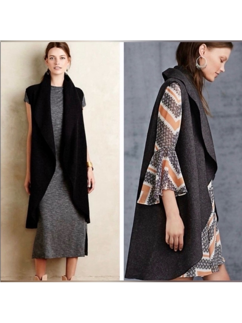 Moth Anthropologie Wool Museum District Vest in Dark Gray M/L